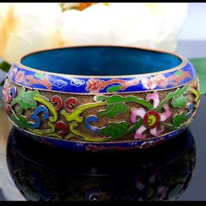 VINTAGE CLOISSONE BRACELET ENAMEL FLORAL Hermès